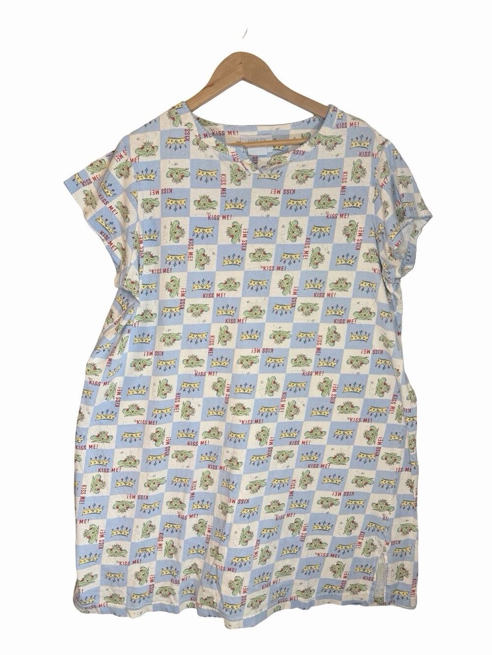 Vintage Ashley Taylor Sleepwear Women's 1X Frog Prince Kiss Me FADED Nightgown